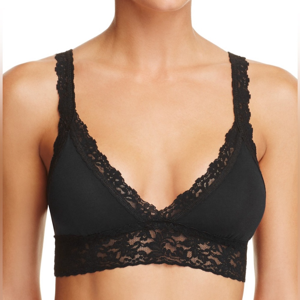 NWT Hanky Panky Supima®Cotton Padded Bralette in Black Size Medium